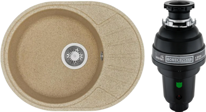 Комплект Мойка кухонная Акватон Чезана песочная + Измельчитель Bone Crusher BC 1000-AS