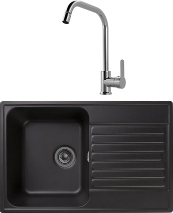 Комплект Мойка кухонная GranFest Quarz Z78 черный + Смеситель MEGA City MG- ZRV104 хром