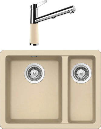 Комплект Мойка кухонная Schock Soho 700507U 60 Plus (N-150) Cristadur аворио + Смеситель Cristadur SC-510-D выдвижной излив, аворио