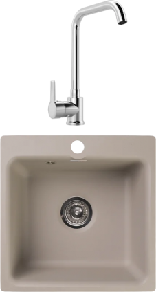 Комплект Мойка кухонная GranFest Smart SM 430 песочный + Смеситель MEGA Ege MG-PL10 хром