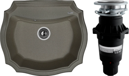 Комплект Мойка кухонная Florentina Эмилия 640 черная + Измельчитель Bone Crusher BC 810-SL Slim Line
