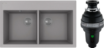 Комплект Мойка кухонная Florentina Тоскана 820 серый шелк + Измельчитель Bone Crusher BC 1000-AS