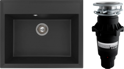 Комплект Мойка кухонная Florentina Тоскана 620 антрацит + Измельчитель Bone Crusher BC 810-SL Slim Line