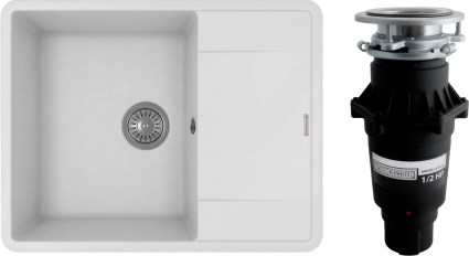 Комплект Мойка кухонная Florentina Пьемонт 650 жасмин + Измельчитель Bone Crusher BC 810-SL Slim Line