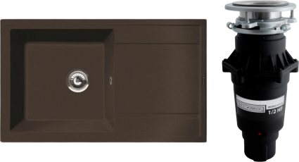 Комплект Мойка кухонная Florentina Липси 860 мокко + Измельчитель Bone Crusher BC 810-SL Slim Line