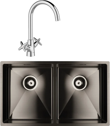 Комплект Мойка кухонная Iddis Edifice EDI75G2i77 графитовая + Смеситель Acros ACRSB00i05 хром