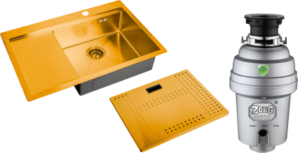 Комплект Мойка кухонная Zorg Master N-7852-R Bronze + Измельчитель Inox D ZR-38 D