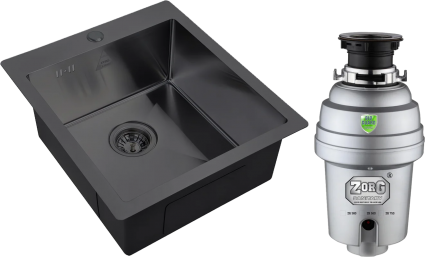Комплект Мойка кухонная Zorg Steel Hummer SH 4551 GRAFIT + Измельчитель Inox D ZR-38 D