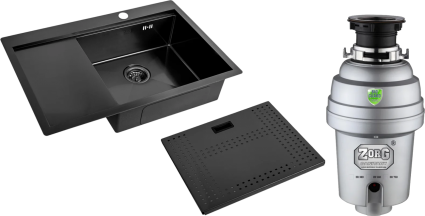 Комплект Мойка кухонная Zorg Master N-7852-R Grafit + Измельчитель Inox D ZR-56 D