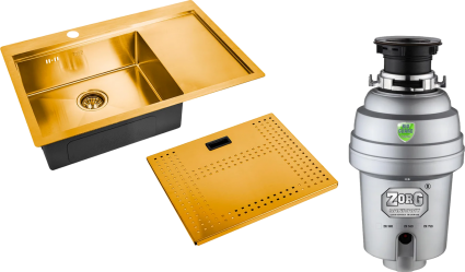 Комплект Мойка кухонная Zorg Master N-7852-L Bronze + Измельчитель Inox D ZR-56 D