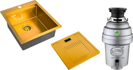 Комплект Мойка кухонная Zorg Master N-4552 Bronze + Измельчитель Inox D ZR-56 D
