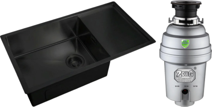 Комплект Мойка кухонная Zorg Light ZL R 780440 GRAFIT + Измельчитель Inox D ZR-38 D