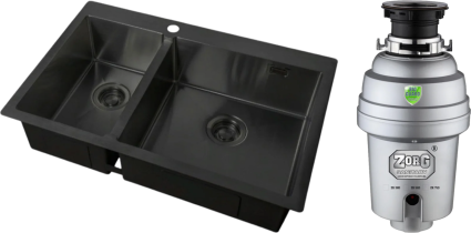 Комплект Мойка кухонная Zorg Light ZL R 780-2-510-R GRAFIT + Измельчитель Inox D ZR-38 D