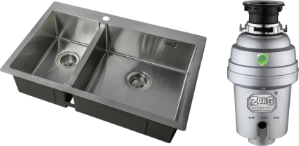 Комплект Мойка кухонная Zorg Light ZL R 780-2-510-R + Измельчитель Inox D ZR-56 D