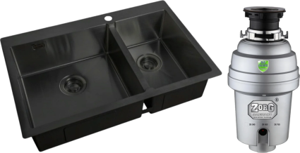 Комплект Мойка кухонная Zorg Light ZL R 780-2-510-L GRAFIT + Измельчитель Inox D ZR-38 D