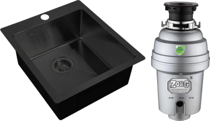 Комплект Мойка кухонная Zorg Light ZL R 450510 GRAFIT + Измельчитель Inox D ZR-56 D