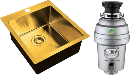 Комплект Мойка кухонная Zorg Light ZL R 450510 BRONZE + Измельчитель Inox D ZR-38 D