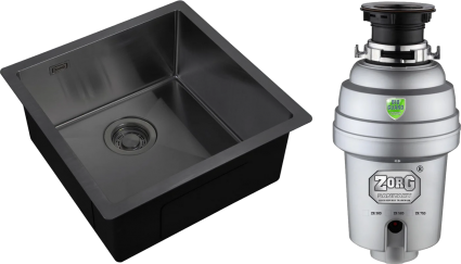 Комплект Мойка кухонная Zorg Light ZL R 440440 GRAFIT + Измельчитель Inox D ZR-56 D