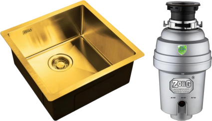 Комплект Мойка кухонная Zorg Light ZL R 440440 BRONZE + Измельчитель Inox D ZR-38 D