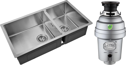 Комплект Мойка кухонная Zorg Inox R 78-2-44 + Измельчитель Inox D ZR-38 D