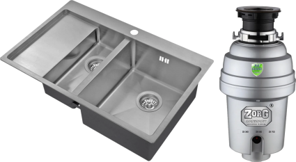 Комплект Мойка кухонная Zorg Inox R 5178-2-R + Измельчитель Inox D ZR-56 D