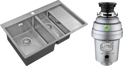 Комплект Мойка кухонная Zorg Inox R 5178-2-L + Измельчитель Inox D ZR-38 D