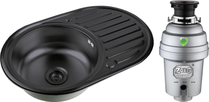 Комплект Мойка кухонная Zorg Inox PVD SZR 7750  GRAFIT графит + Измельчитель Inox D ZR-56 D
