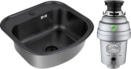 Комплект Мойка кухонная Zorg Inox PVD SZR 4749 GRAFIT графит + Измельчитель Inox D ZR-38 D