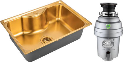 Комплект Мойка кухонная Zorg Inox PVD SZR 6545 BRONZE бронза + Измельчитель Inox D ZR-56 D