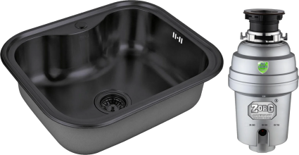 Комплект Мойка кухонная Zorg Inox PVD SZR 5848 GRAFIT графит + Измельчитель Inox D ZR-38 D