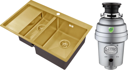 Комплект Мойка кухонная Zorg Inox PVD SZR 5178-2-R bronze + Измельчитель Inox D ZR-38 D