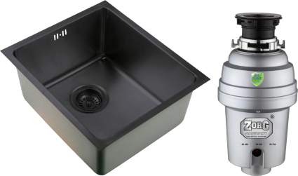Комплект Мойка кухонная Zorg Inox PVD SZR 5050 GRAFIT графит + Измельчитель Inox D ZR-56 D