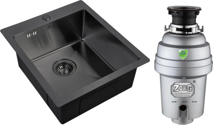 Комплект Мойка кухонная Zorg Inox PVD Inox PVD 4551 grafit + Измельчитель Inox D ZR-38 D