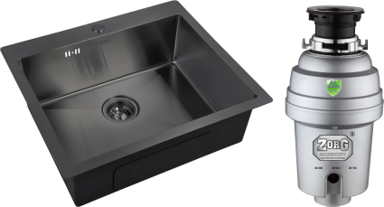 Комплект Мойка кухонная Zorg Inox PVD 5951 grafit + Измельчитель Inox D ZR-56 D