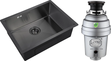 Комплект Мойка кухонная Zorg Inox PVD 5844 grafit + Измельчитель Inox D ZR-56 D