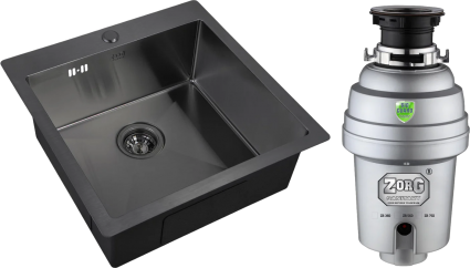 Комплект Мойка кухонная Zorg Inox PVD 5151 grafit + Измельчитель Inox D ZR-56 D