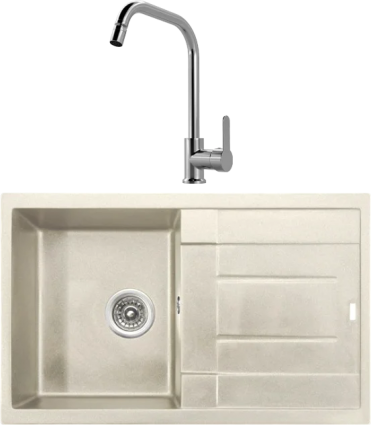 Комплект Мойка кухонная Kaiser KGM-7850-S песочная + Смеситель MEGA City MG- ZRV104 хром