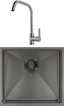 Комплект Мойка кухонная Seaman Eco Marino SME-490-GL.A gun light + Смеситель MEGA City MG- ZRV104 хром