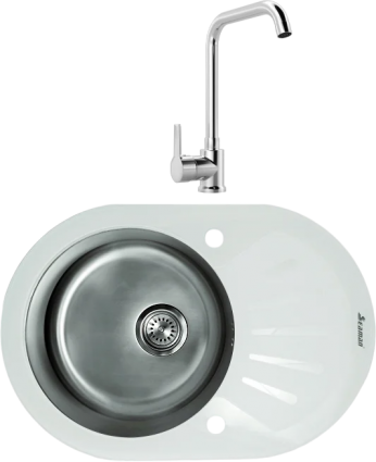 Комплект Мойка кухонная Seaman Eco Glass SMG-730W + Смеситель MEGA Ege MG-PL10 хром
