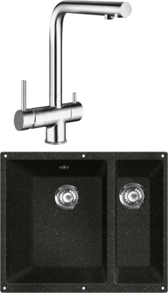 Комплект Мойка кухонная Lava U2 basalt + Смеситель SG14 CR chrome