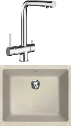 Комплект Мойка кухонная Lava U1 crema + Смеситель SG14 CR chrome