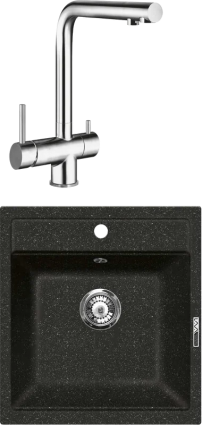Комплект Мойка кухонная Lava Q1.BAS basalt + Смеситель SG14 CR chrome