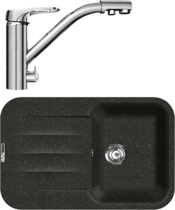 Комплект Мойка кухонная Lava L11.BAS basalt + Смеситель SG05 CR chrome