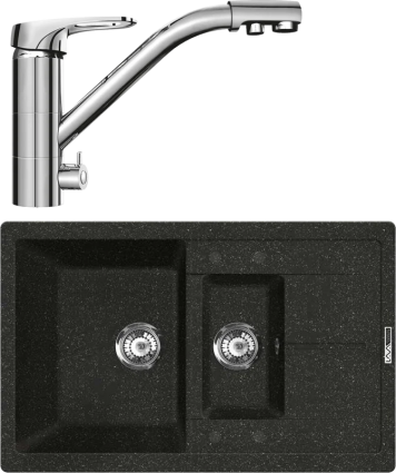 Комплект Мойка кухонная Lava D4.BAS basalt + Смеситель SG05 CR chrome