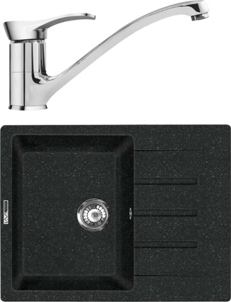 Комплект Мойка кухонная Lava L1.BAS basalt + Смеситель SG04 CR chrome