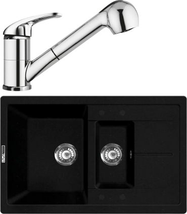 Комплект Мойка кухонная Lava D4.LAV lava + Смеситель SG03 CR chrome