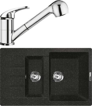 Комплект Мойка кухонная Lava D2.BAS basalt + Смеситель SG03 CR chrome