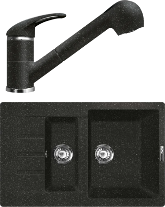 Комплект Мойка кухонная Lava D2.BAS basalt + Смеситель SG03 BAS basalt