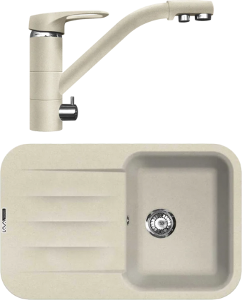 Комплект Мойка кухонная Lava L11.CRE crema + Смеситель SG05 CRE crema