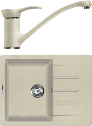 Комплект Мойка кухонная Lava L1.CRE crema + Смеситель SG04 CRE crema
